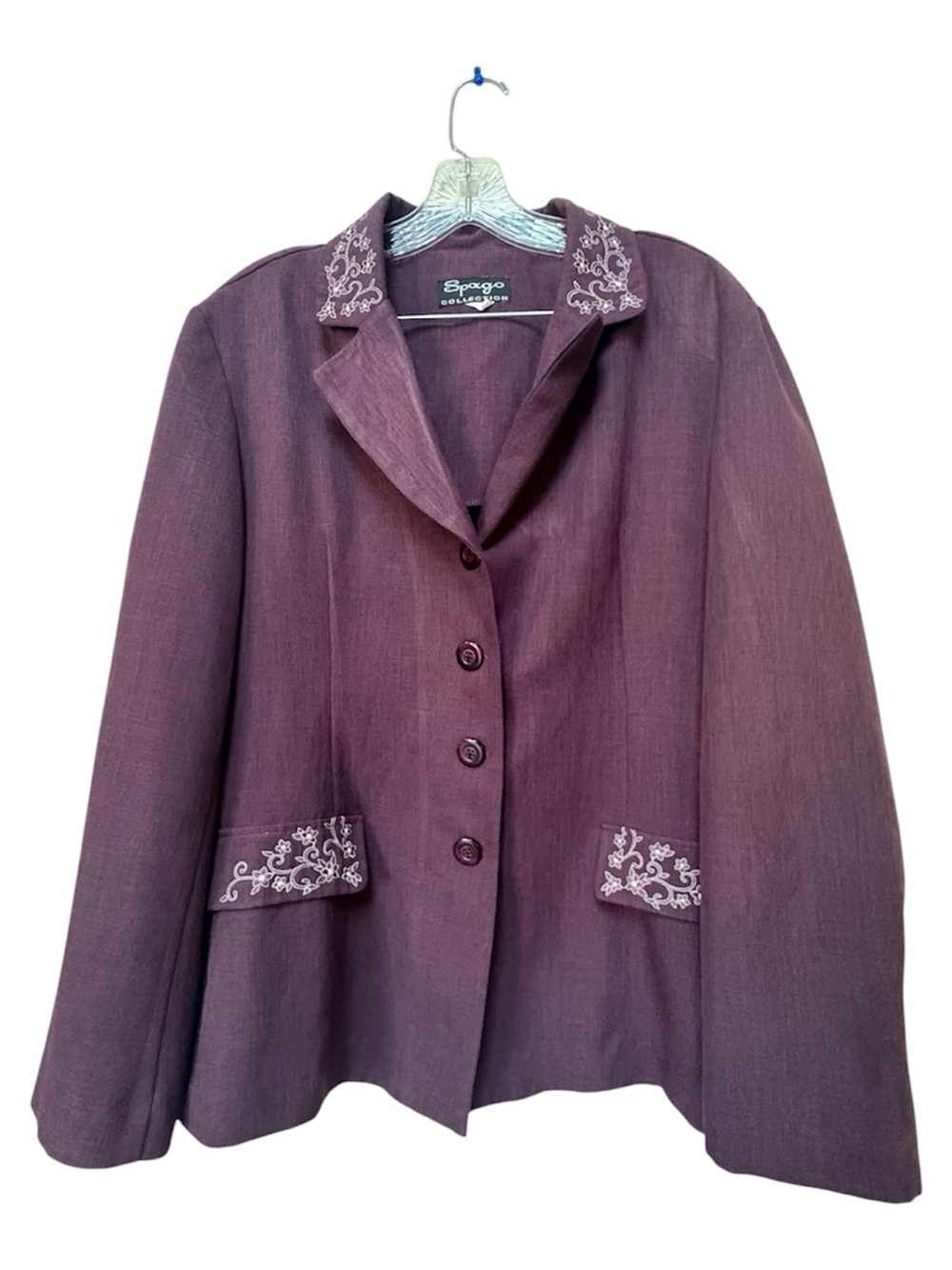 Romantic Western Plum Floral Embroidered Blazer Cottagecore Spago L XL